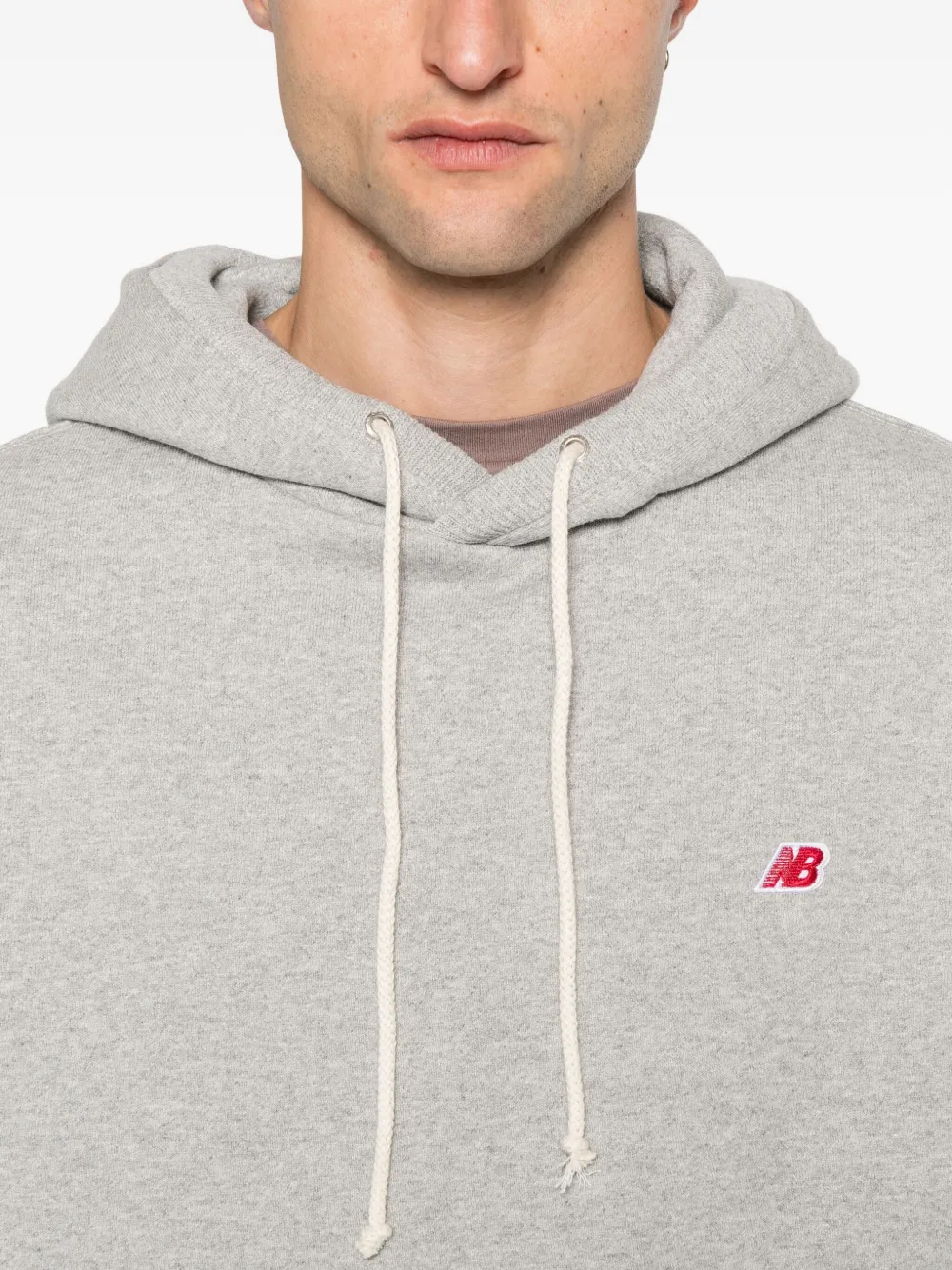New Balance Logo-embroidered Hoodie In Gray