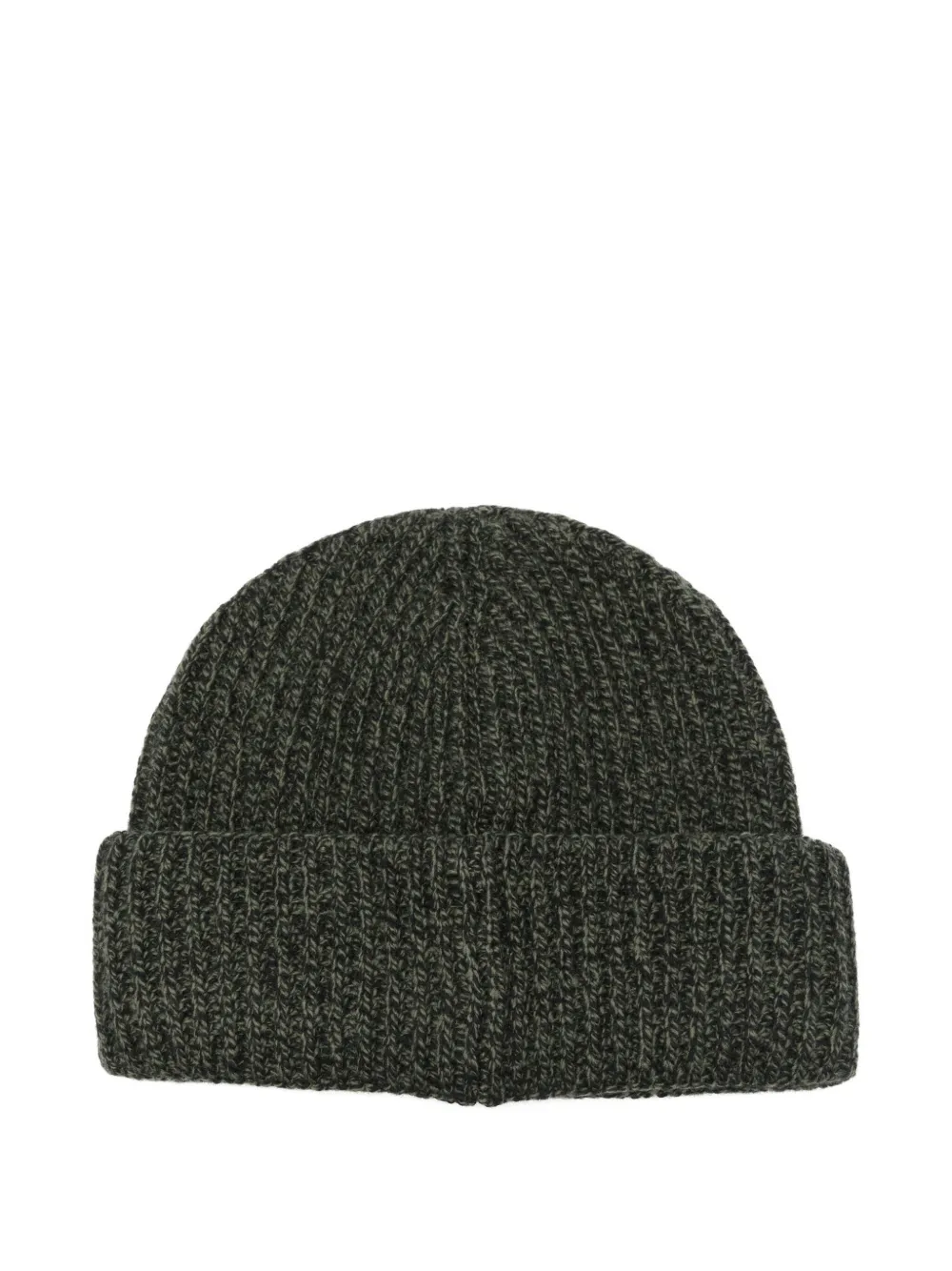Moncler logo-patch ribbed-knit beanie - Groen