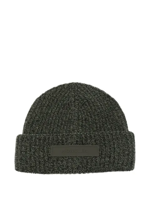 Moncler logo-patch ribbed-knit beanie