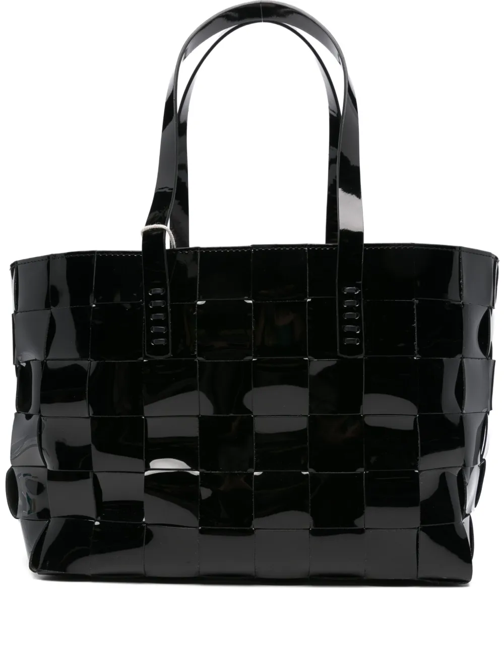 Dragon Diffusion Patent-leather-woven Tote Bag In Black