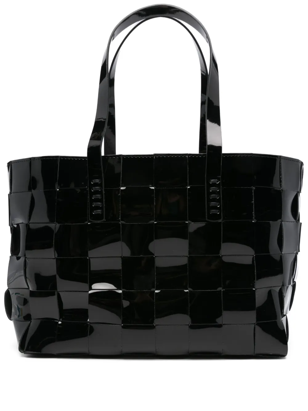 DRAGON DIFFUSION patent-leather-woven tote bag | Black | Image 1