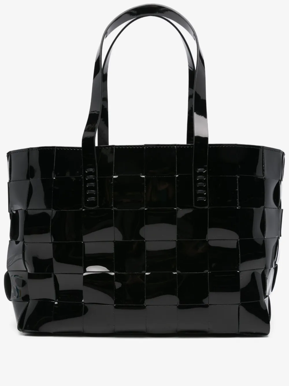 DRAGON DIFFUSION patent-leather-woven tote bag | Black | Image 1