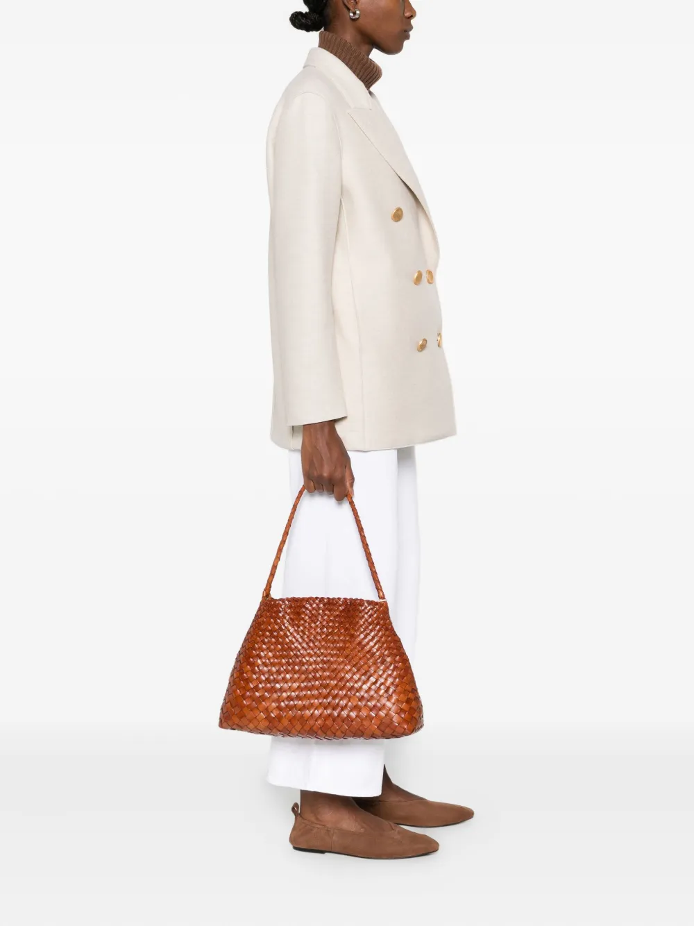 DRAGON DIFFUSION woven-leather shoulder bag - Bruin