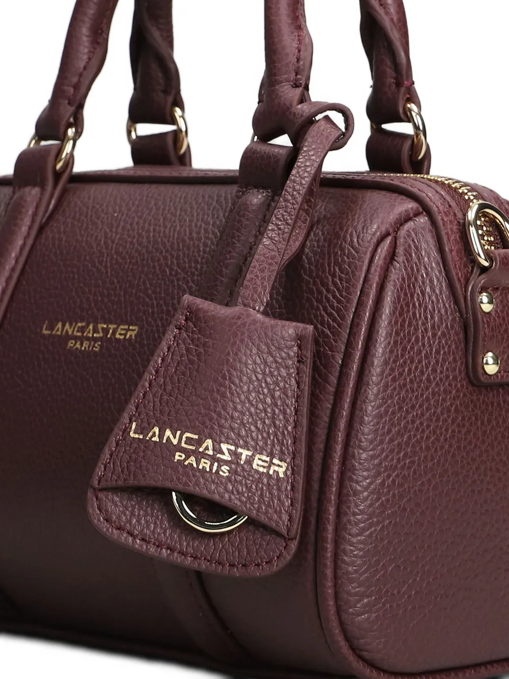 Lancaster Small Leather Tote Bag In Burgundy