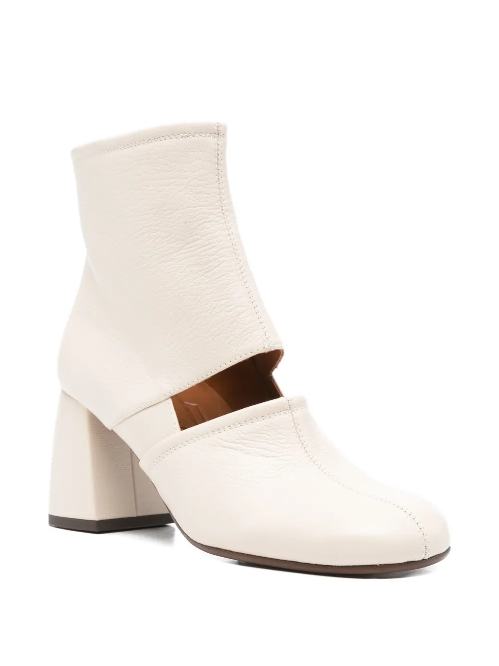 Chie Mihara 70mm Cut-out Block-heel Ankle Boots In Neutral