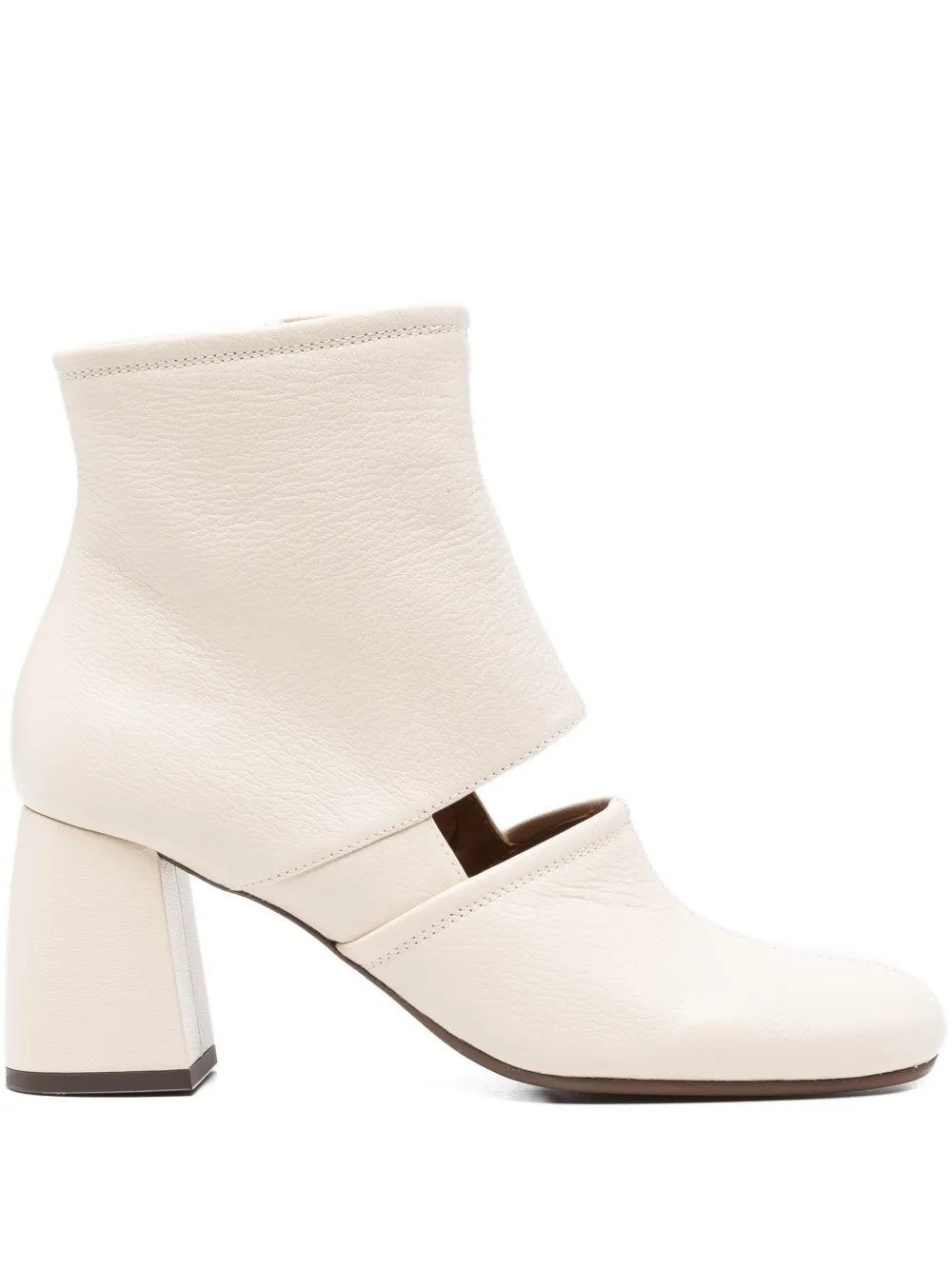 Chie Mihara 70mm cut-out block-heel ankle boots Neutrals