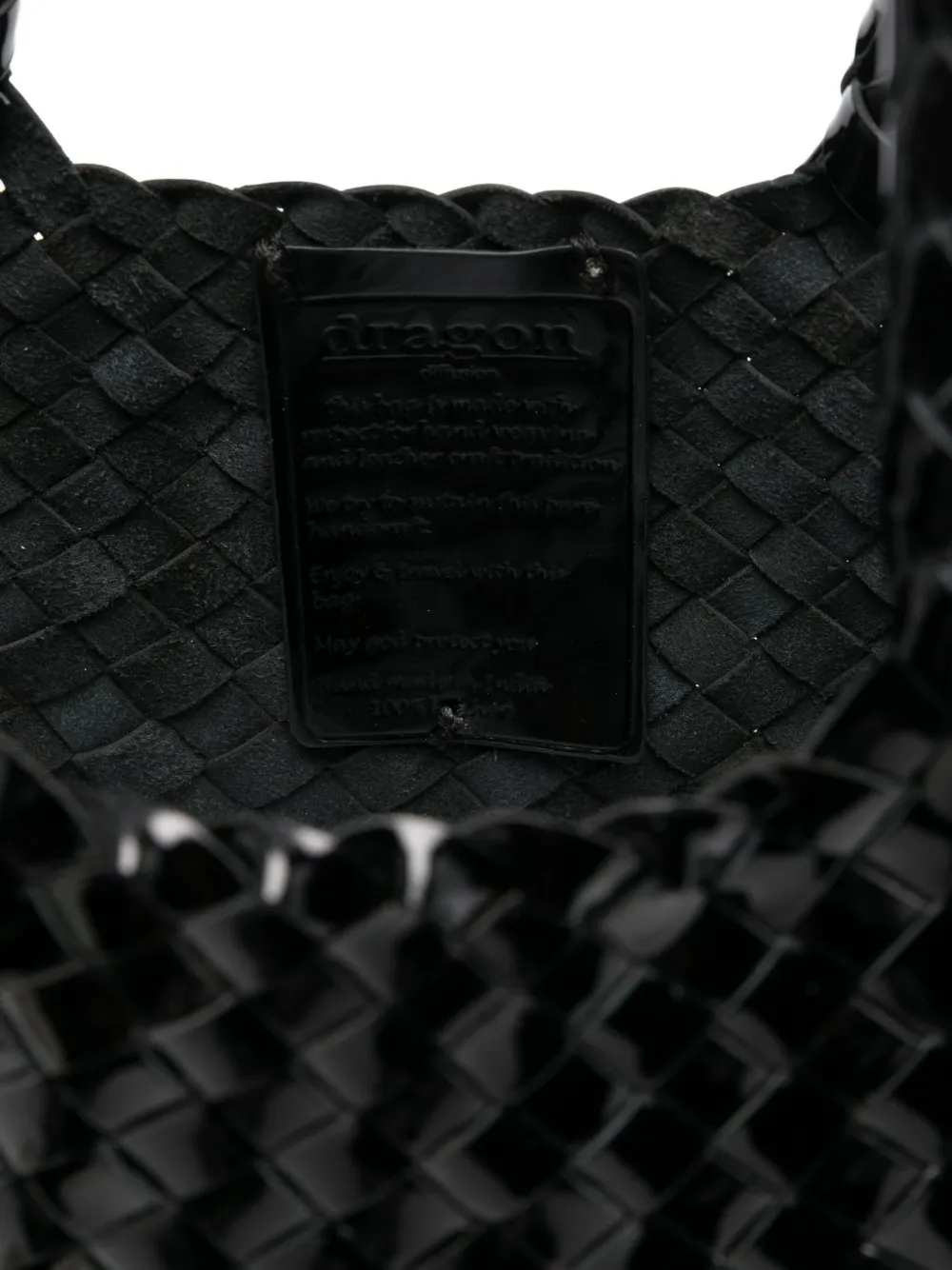 Dragon Diffusion Patent-leather Woven Tote Bag In Black