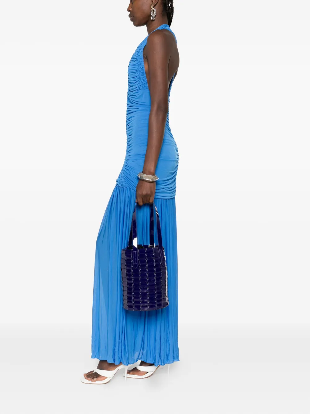 DRAGON DIFFUSION patent leather woven bucket bag Paars