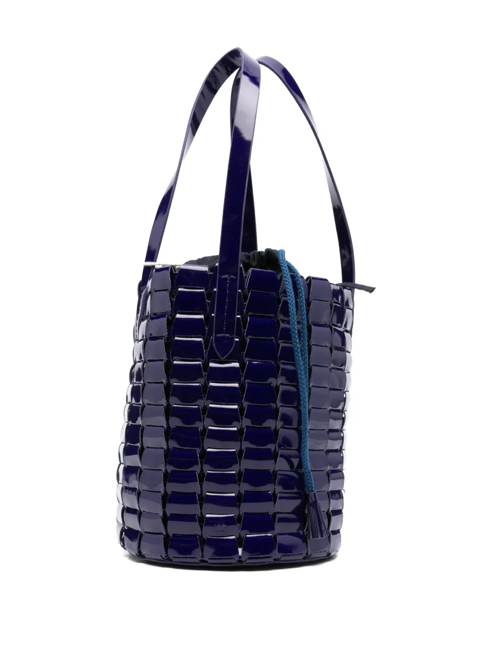 DRAGON DIFFUSION patent leather woven bucket bag Paars