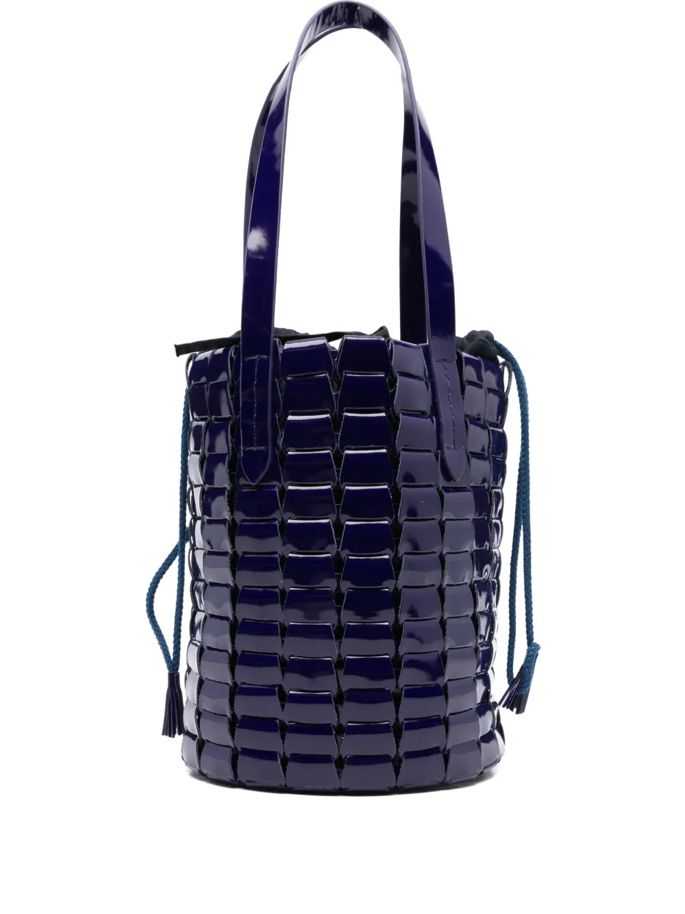 DRAGON DIFFUSION patent leather woven bucket bag Paars