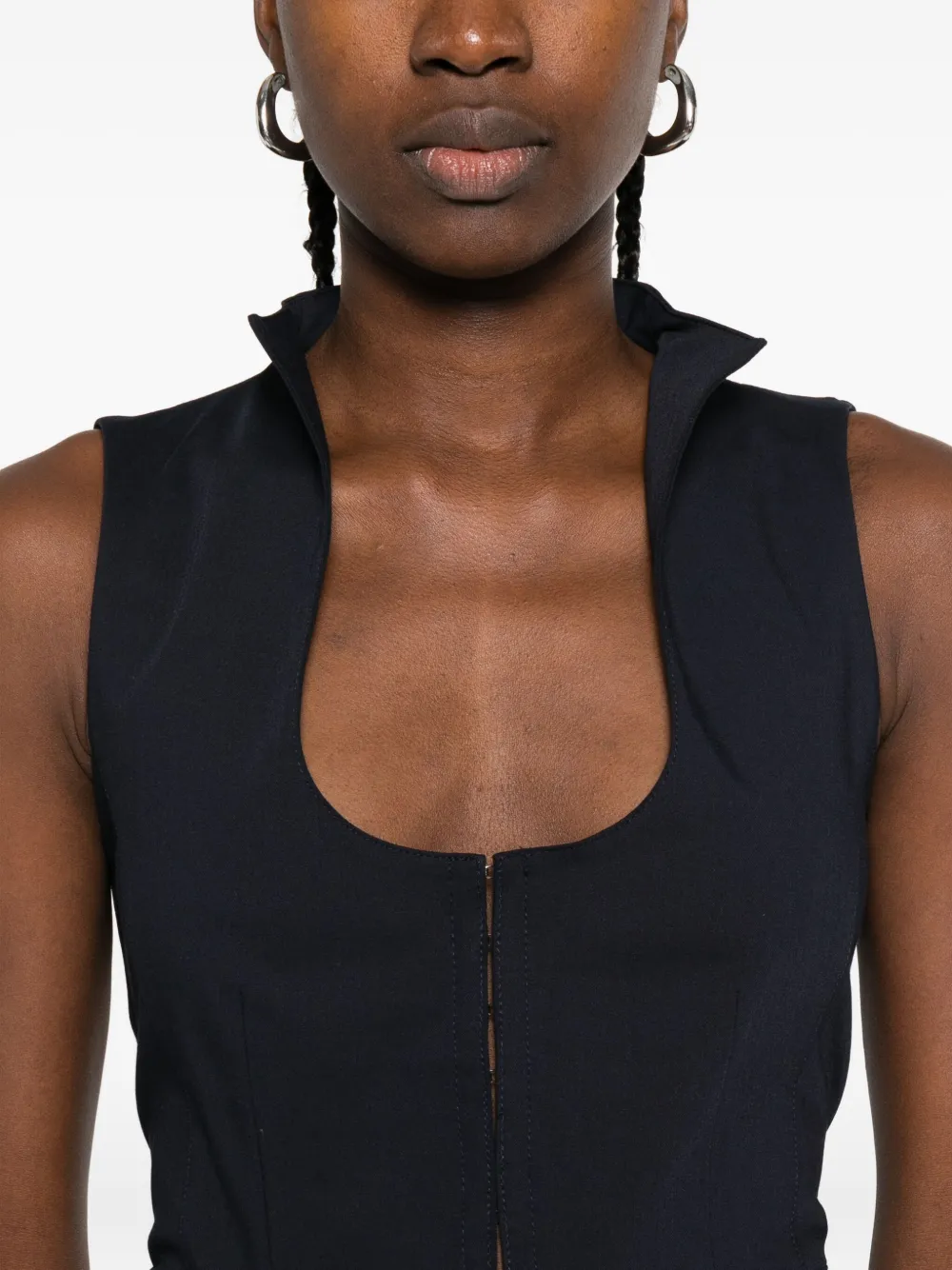Gimaguas Mouwloze top met keyhole hals Blauw