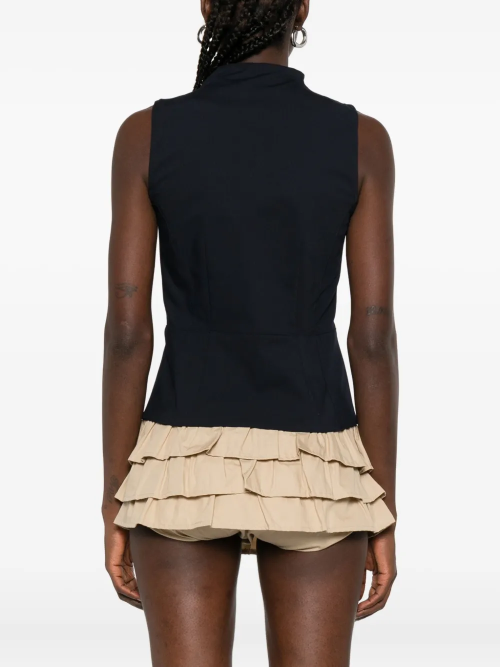Gimaguas Mouwloze top met keyhole hals Blauw