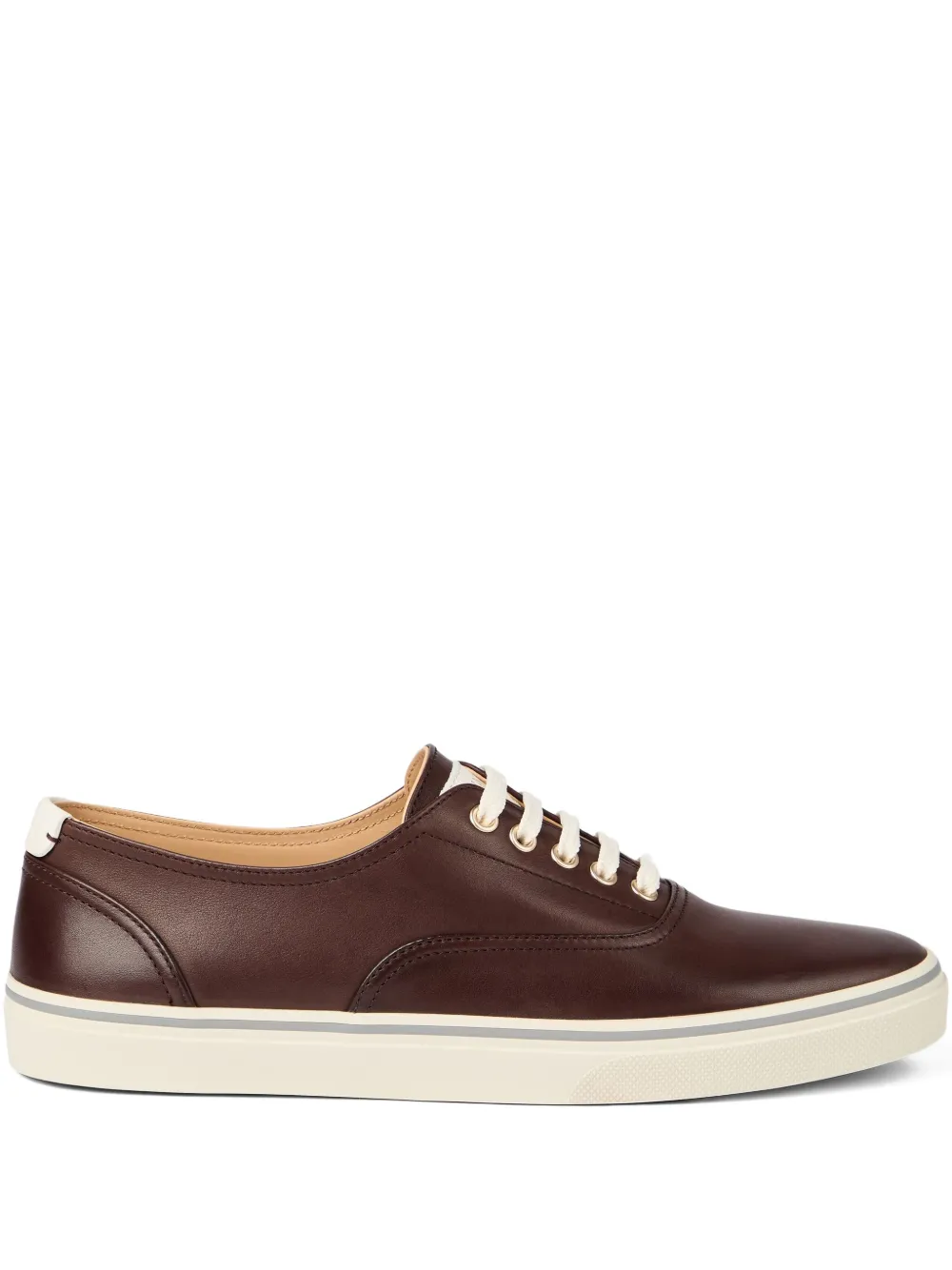Brunello Cucinelli leather lace-up sneakers Brown