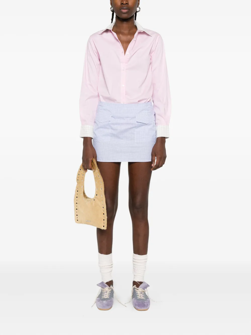 Gimaguas gingham-trimmed cotton shirt - Roze