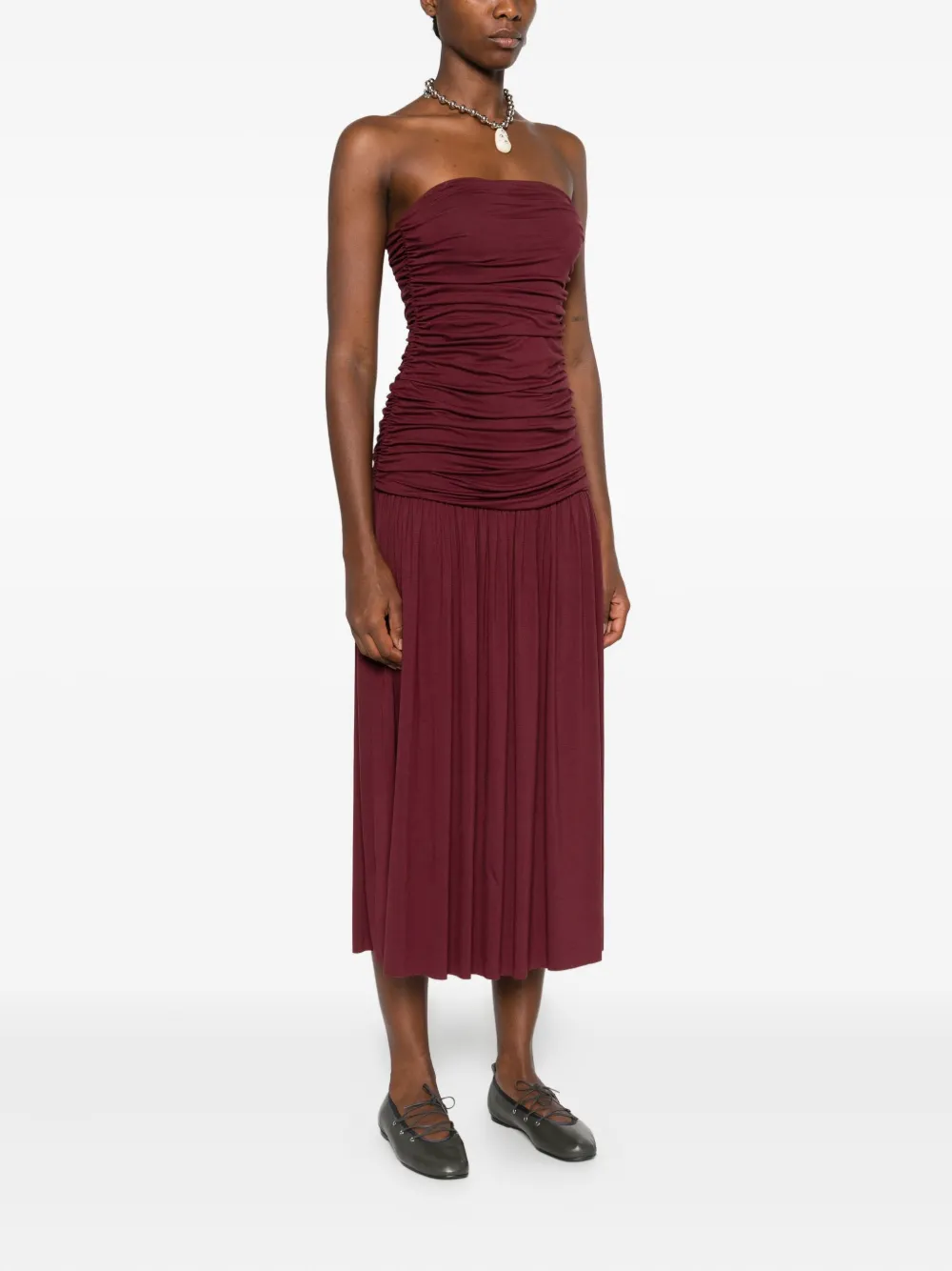 Gimaguas Fortuna strapless gesmockte midi-jurk Rood