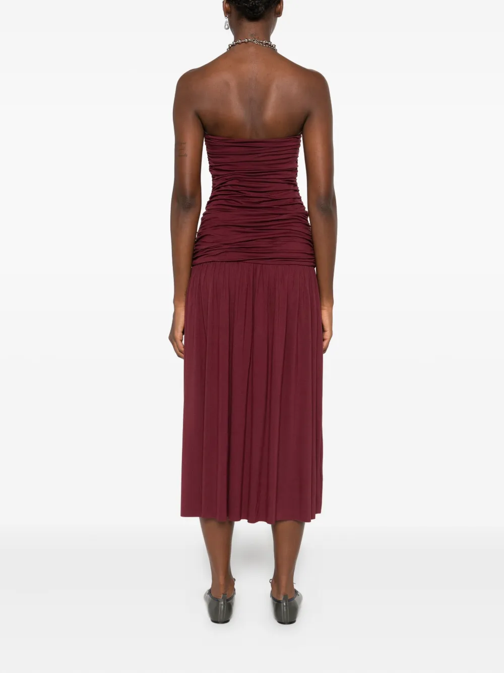 Gimaguas Fortuna strapless gesmockte midi-jurk Rood