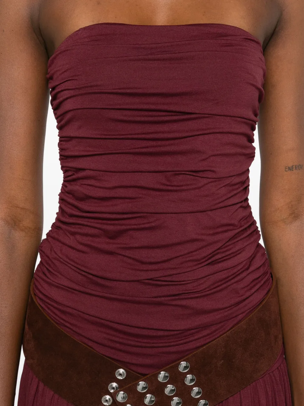 Gimaguas Fortuna strapless gesmockte midi-jurk Rood