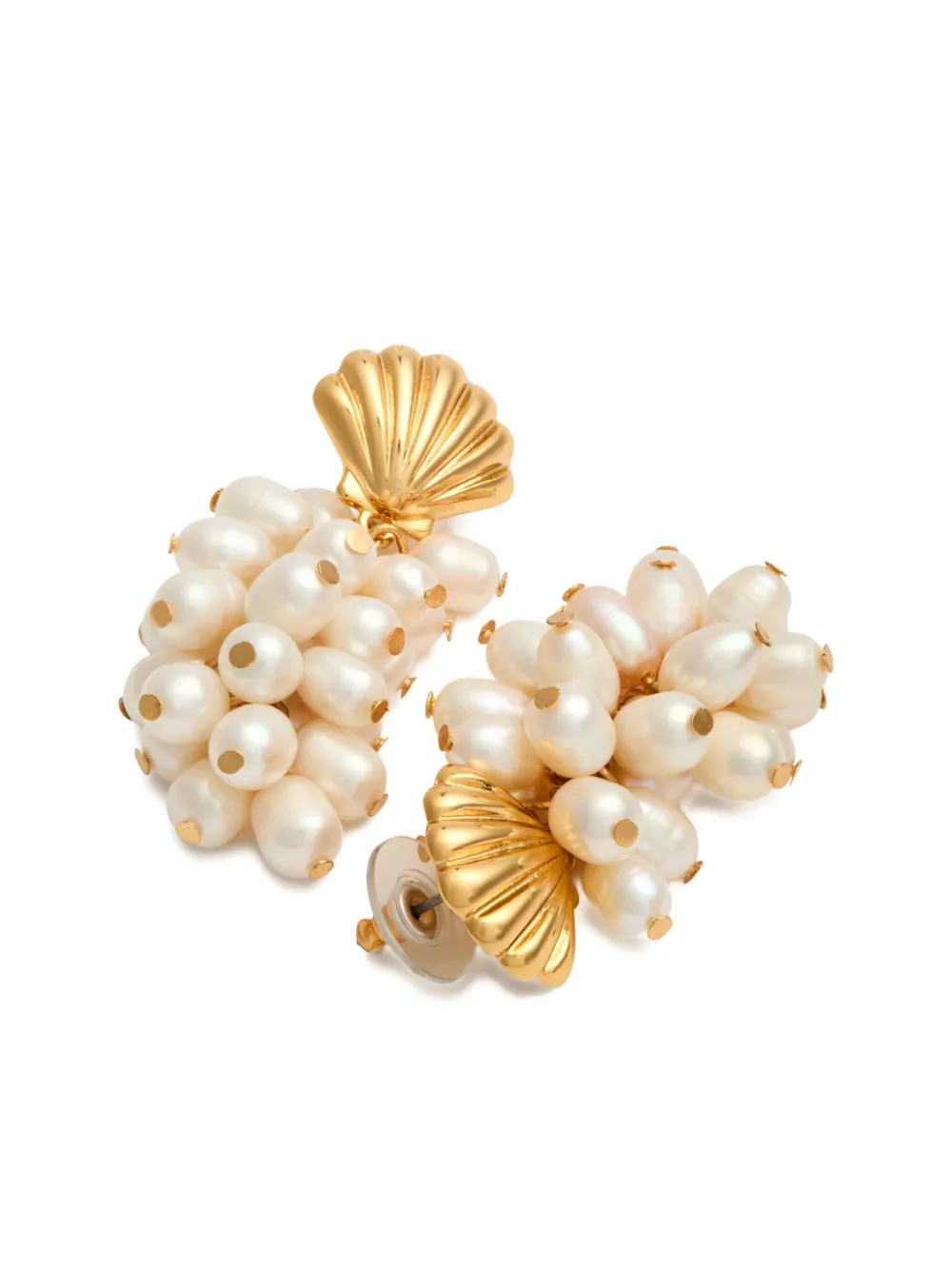 Kenneth Jay Lane shell-shaped pearl cluster drop earrings | Image 2