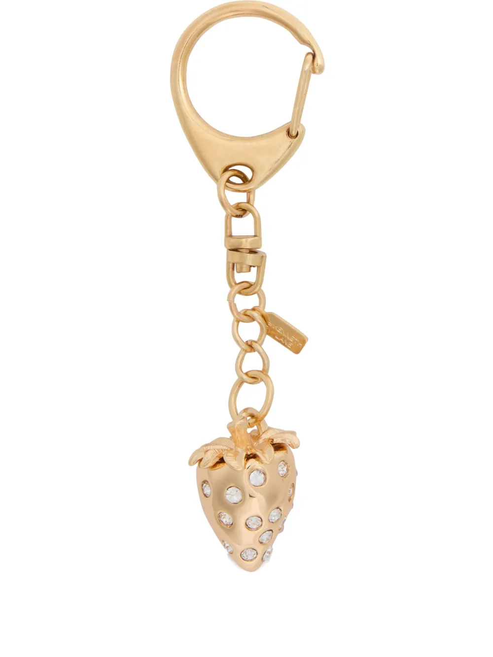 Kenneth Jay Lane Strawberry Crystal-embellished Bag Charm In Gold