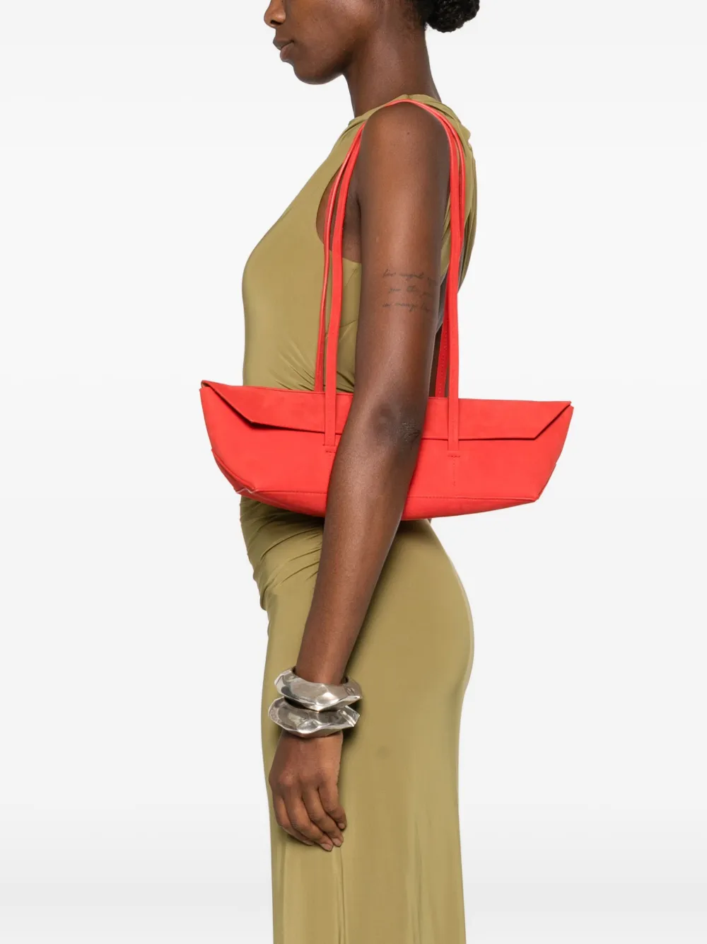 Christopher Esber mini Gondola suede tote bag - Rood