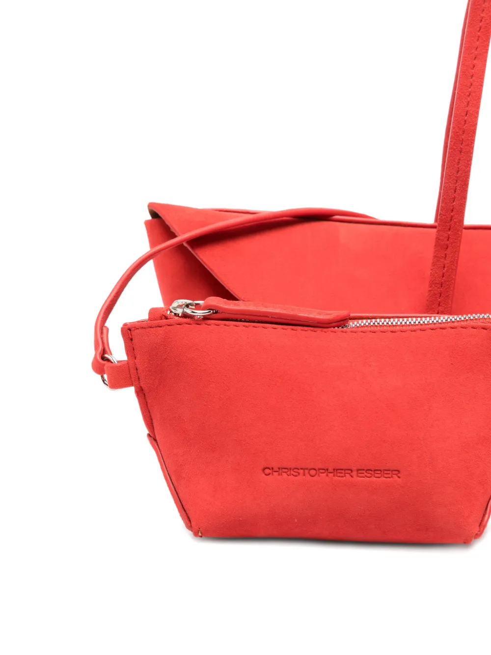 Christopher Esber Gondola kleine suède shopper Rood