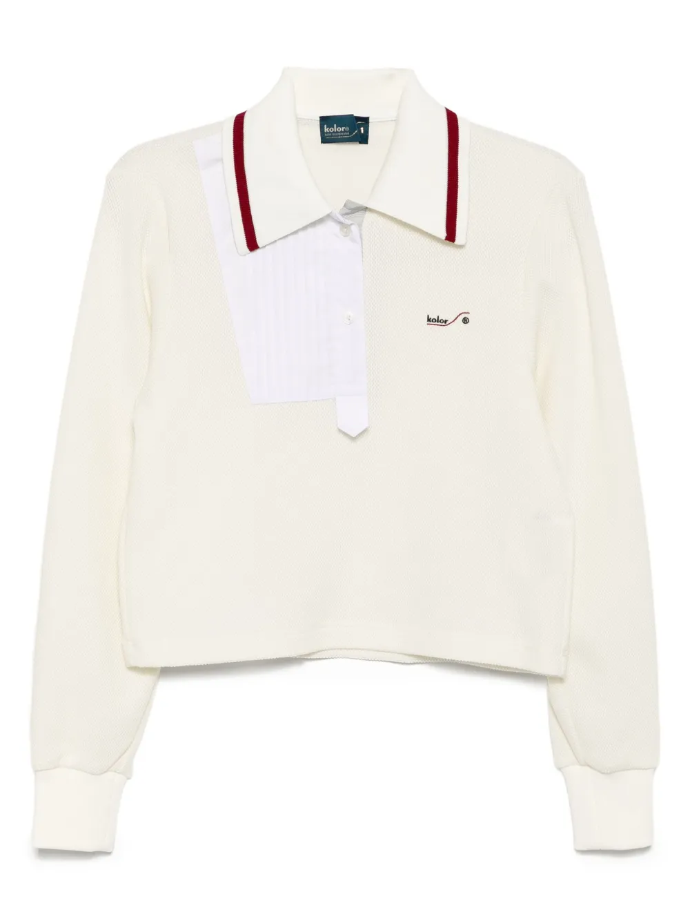 Kolor Polotop met geborduurd logo Beige