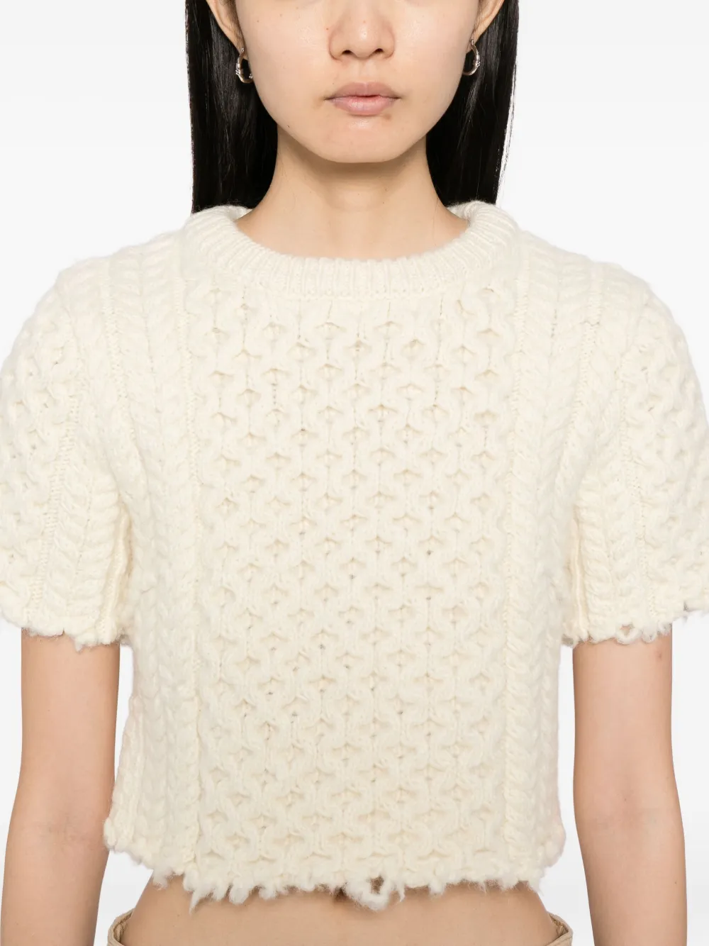 R13 Wollen top Beige