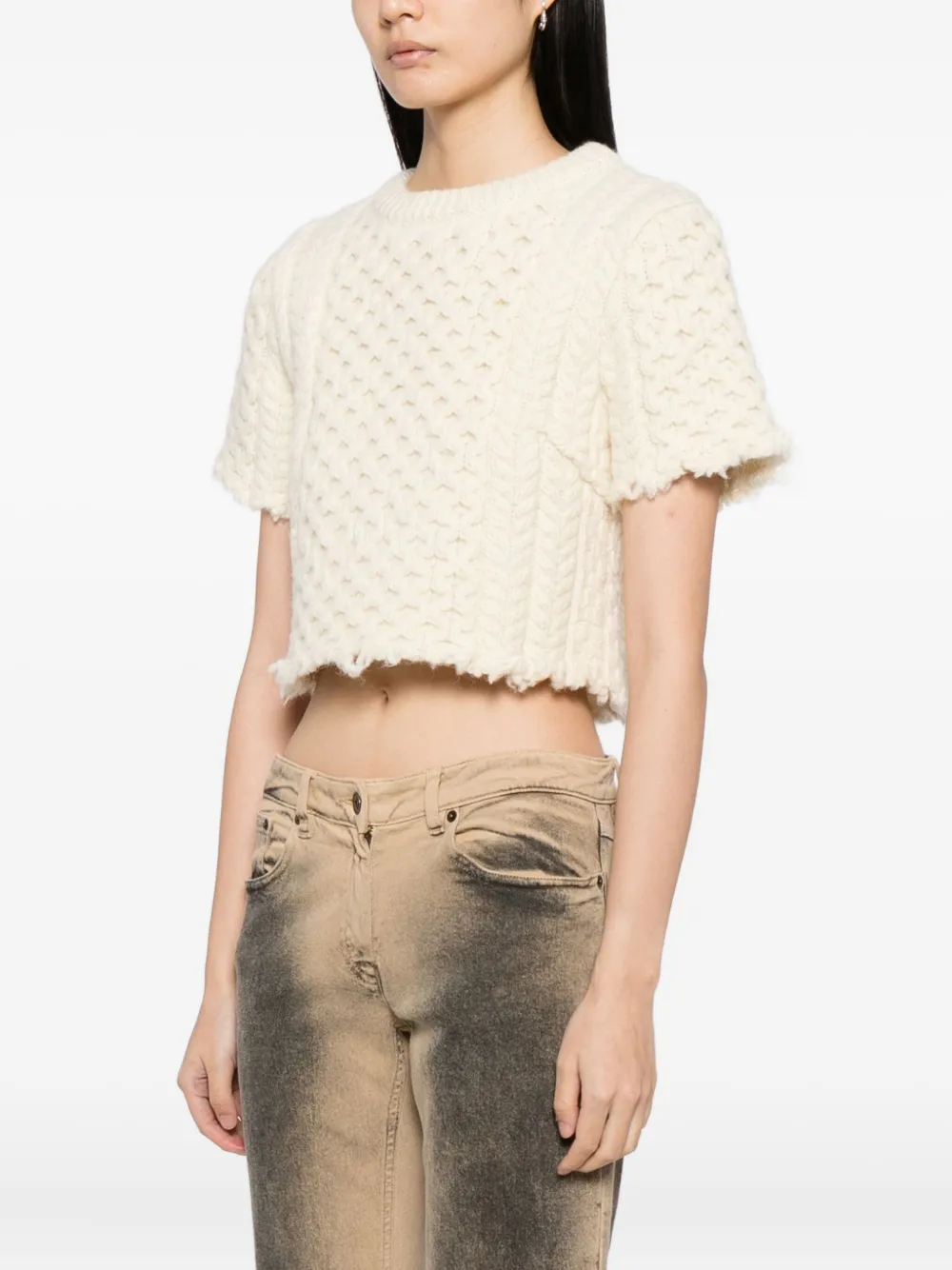 R13 Wollen top Beige