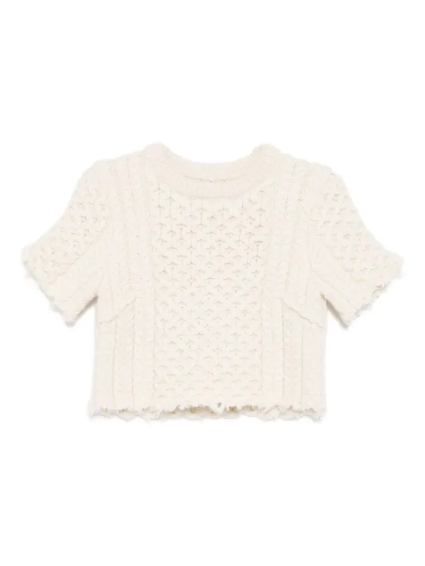 R13 Wool Knitted Top in Neutrals