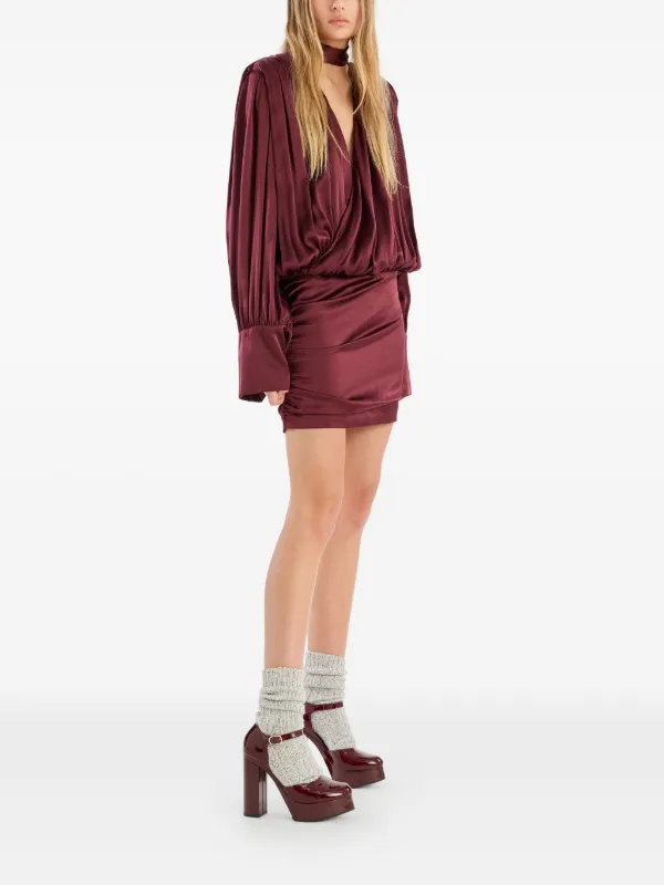 ROTATE BIRGER CHRISTENSEN Vネック ミニドレス | レッド | FARFETCH JP