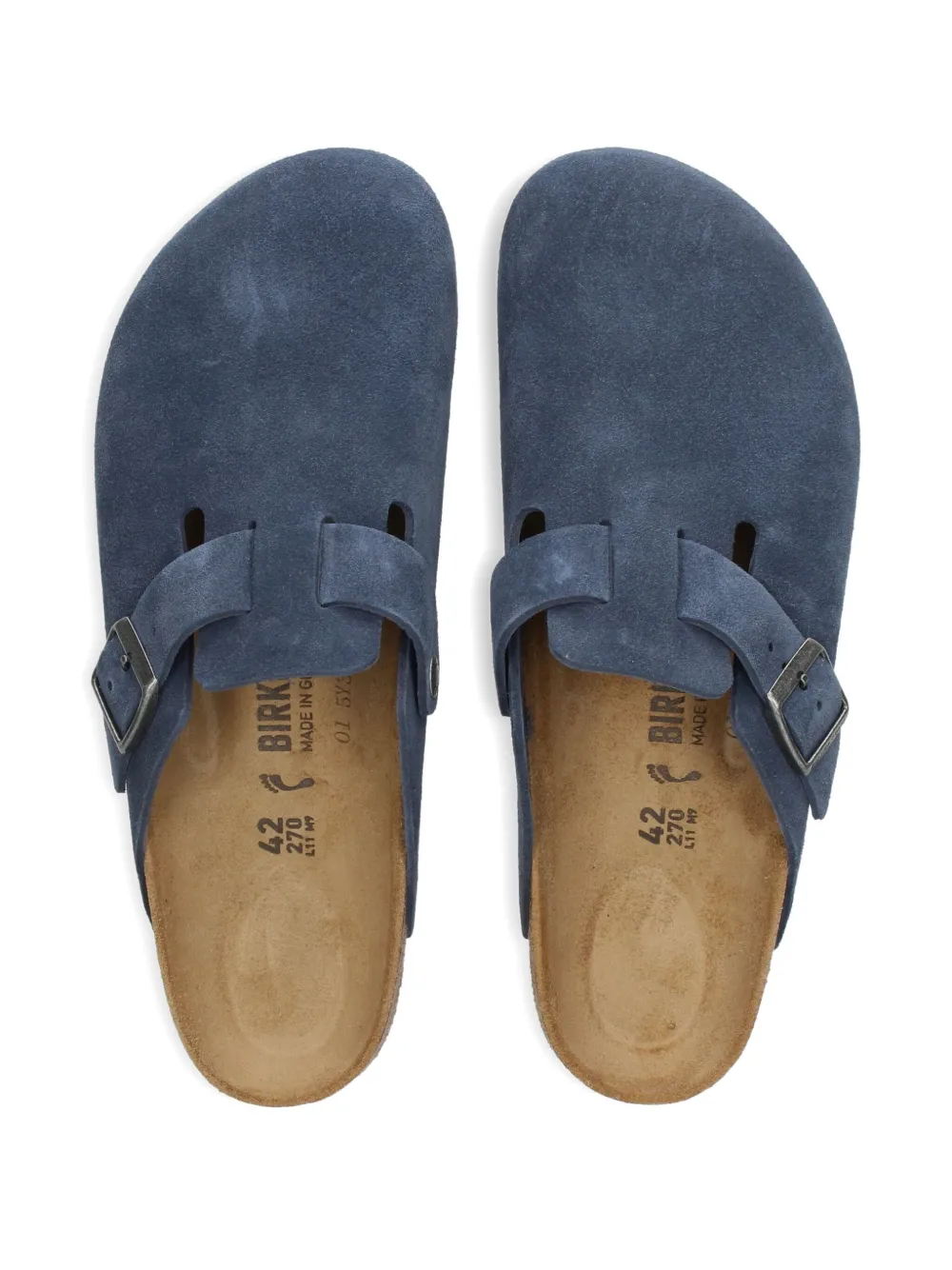 Birkenstock Boston buckle suede mules Blue