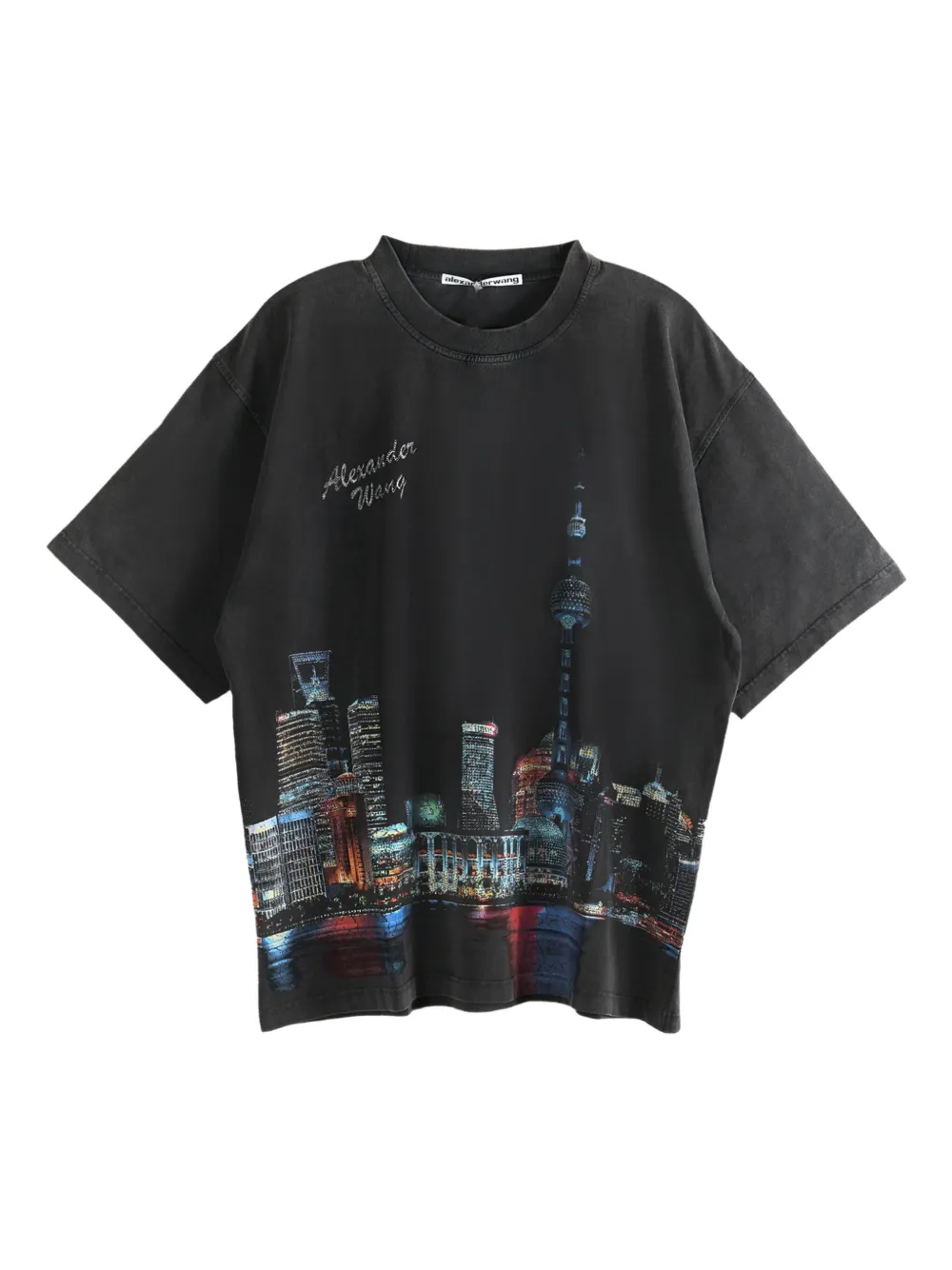 Alexander Wang front-print crew-neck T-shirt | Black | Image 1