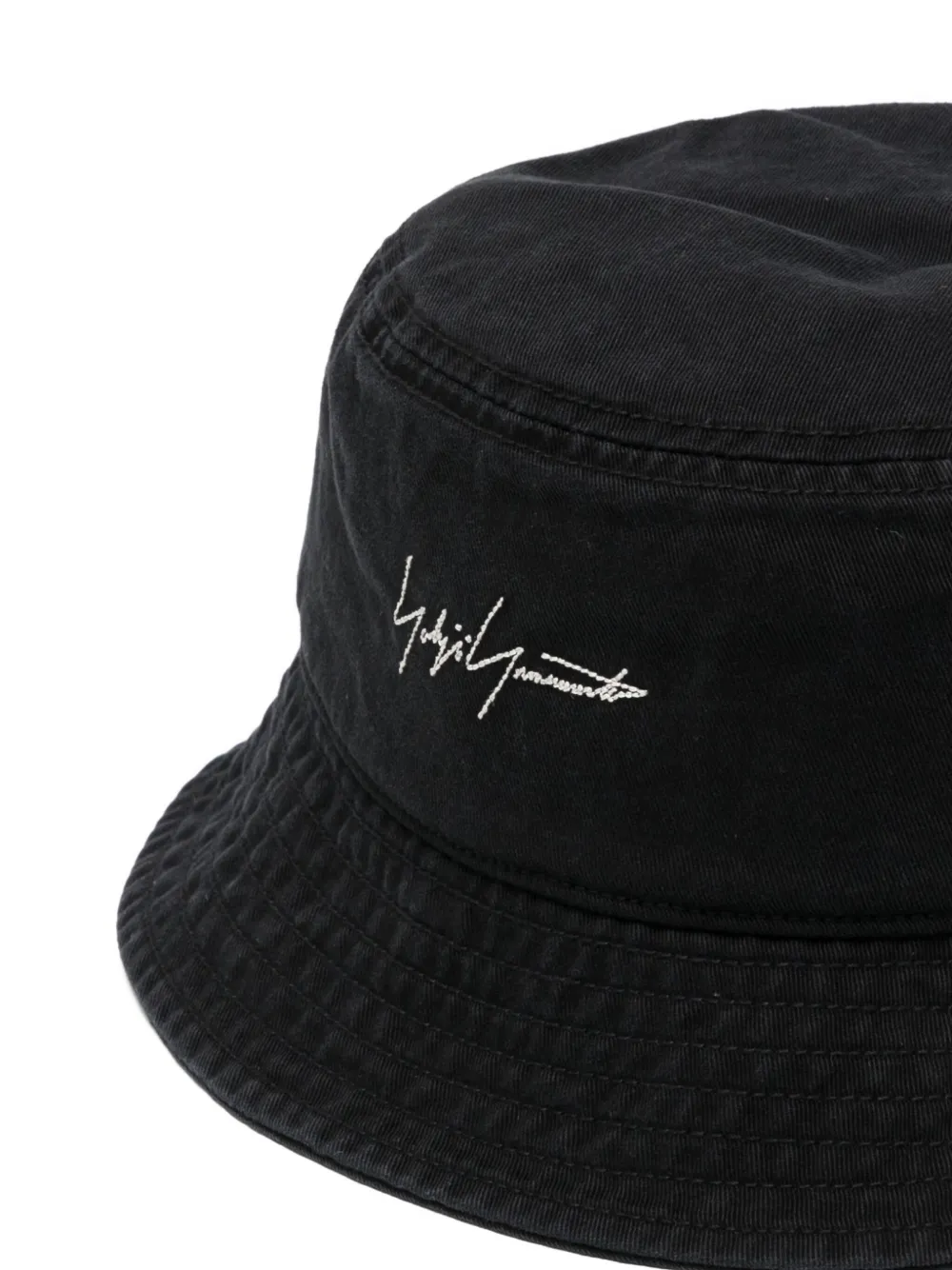 Y-3 logo-embroidered bucket hat Zwart