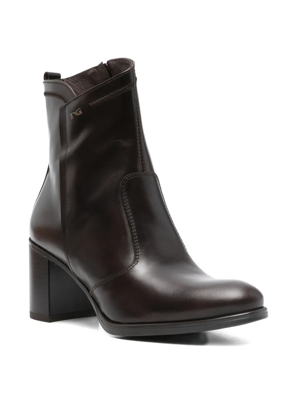 NERO GIARDINI 70mm leather zip-fastening block-heel boots Brown