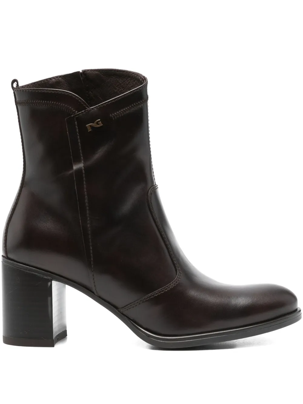 Nero Giardini 70mm Leather Zip-fastening Block-heel Boots In Brown