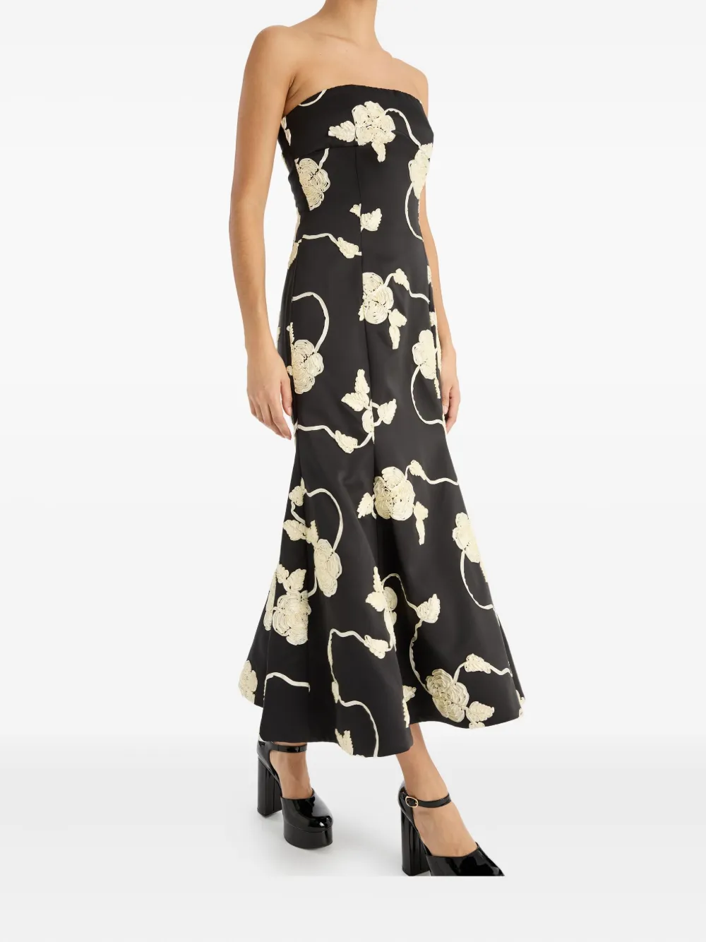 Rotate Birger Christensen Ana Embroidered Midi Dress In Black