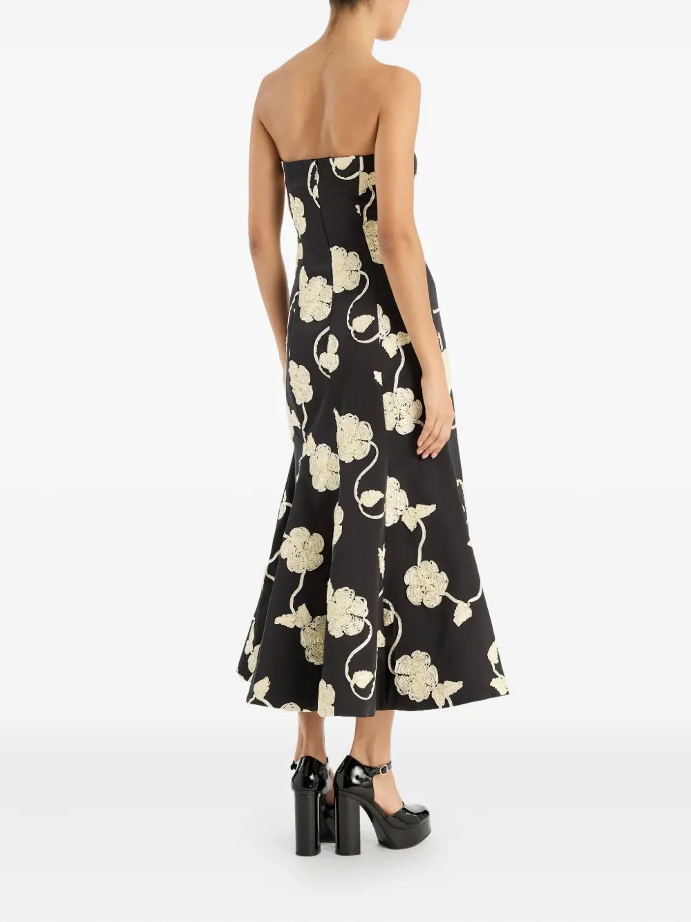 Rotate Birger Christensen Ana Embroidered Midi Dress In Black