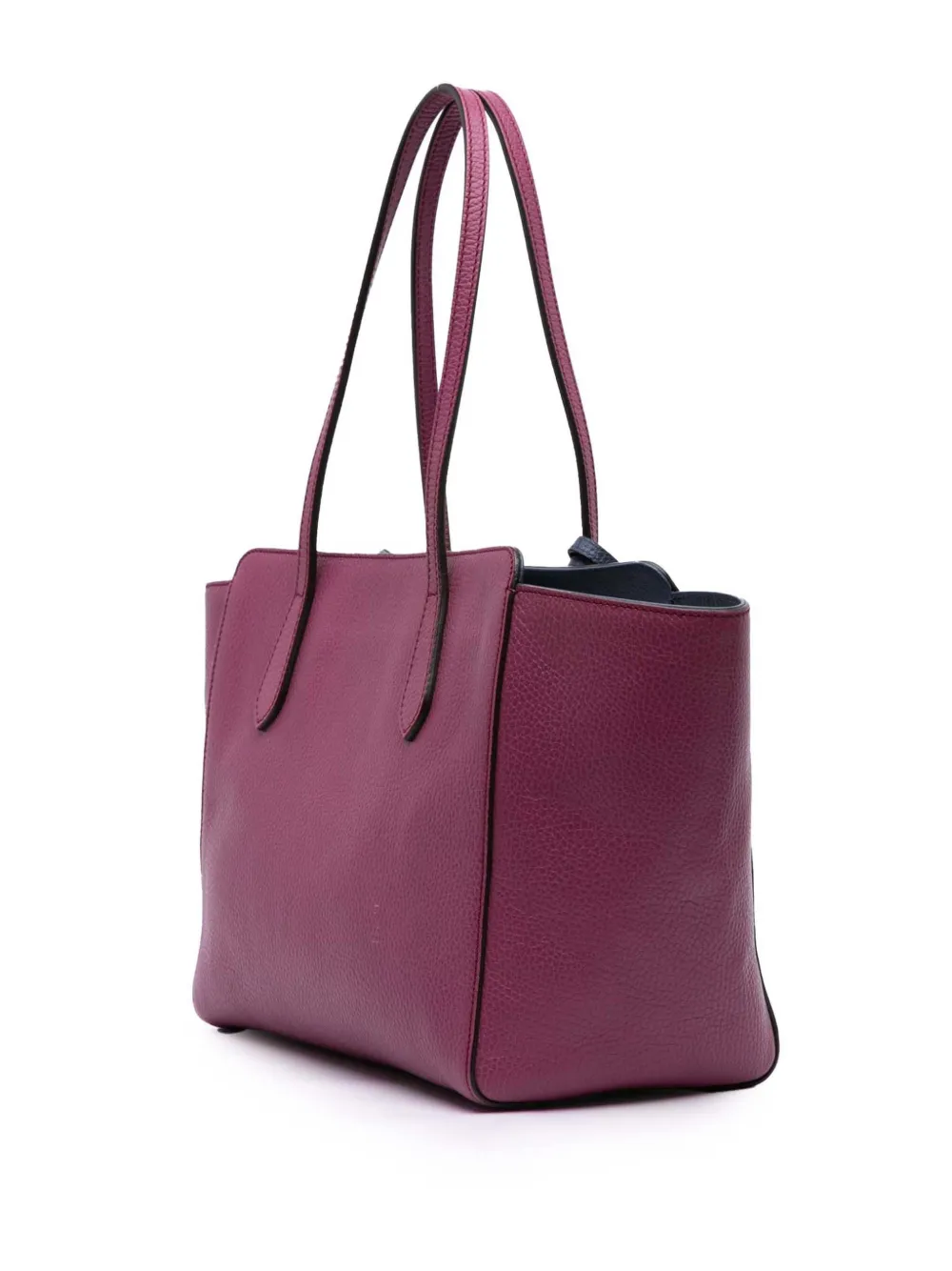 Pre-owned Gucci 2016-2025 Medium Leather Swing Tote Bag In Purple