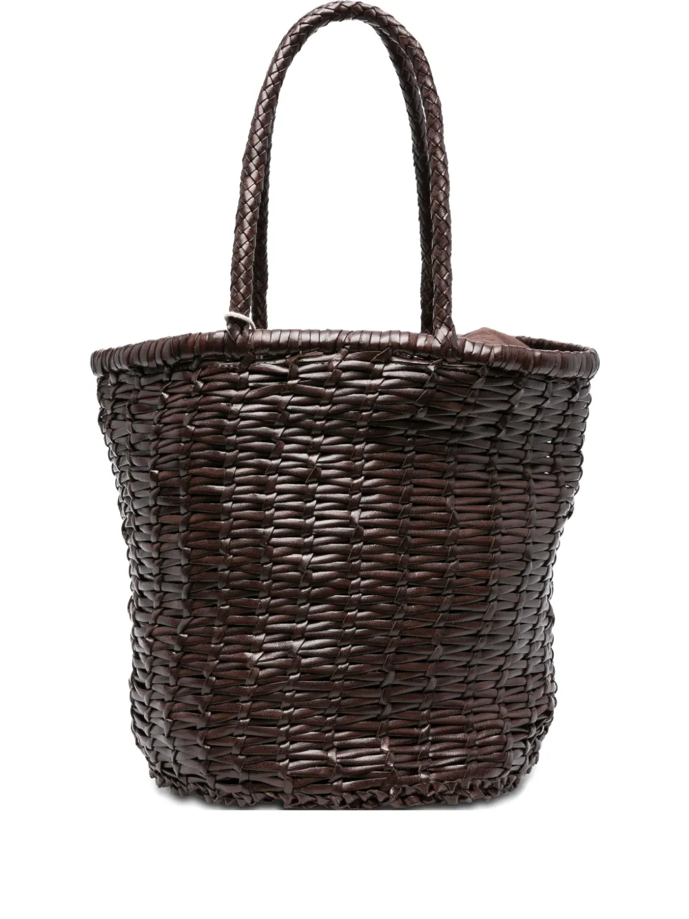 woven-leather bucket bag