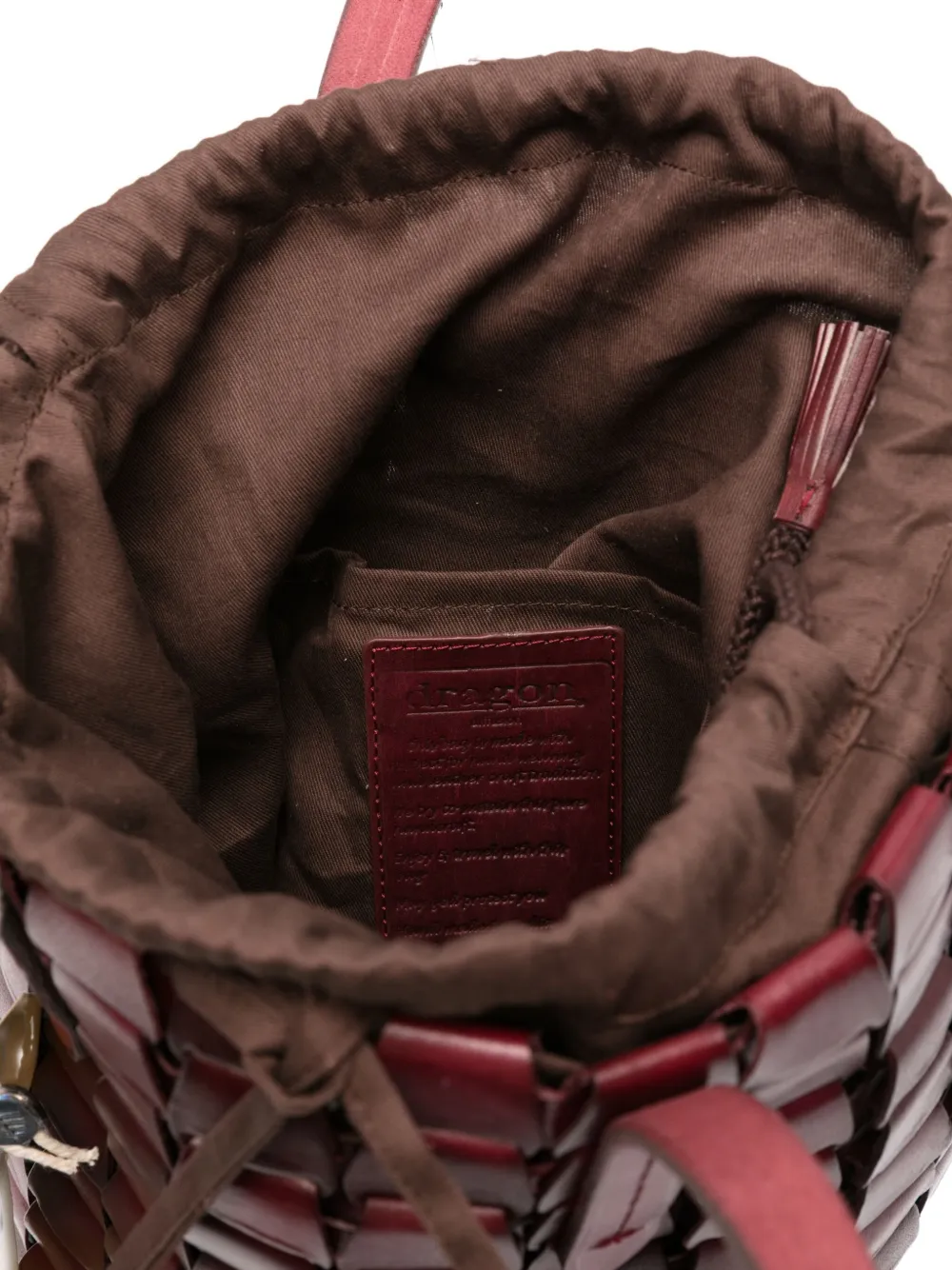 Dragon Diffusion Leather-woven Bucket Bag In Red