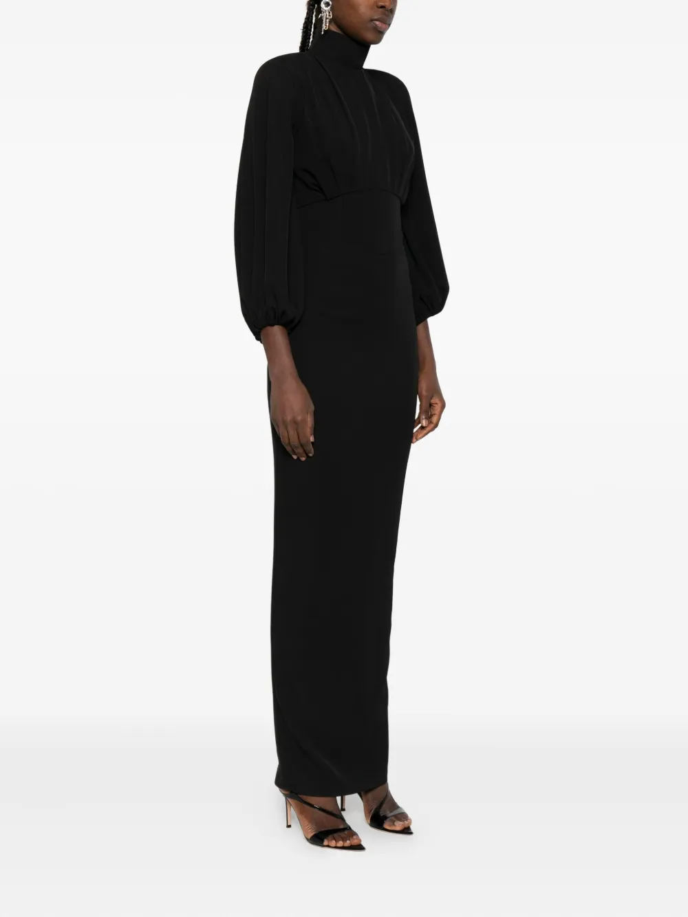 Vestiaire d'un Oiseau Libre Jurk met pofmouwen en hoge hals Zwart