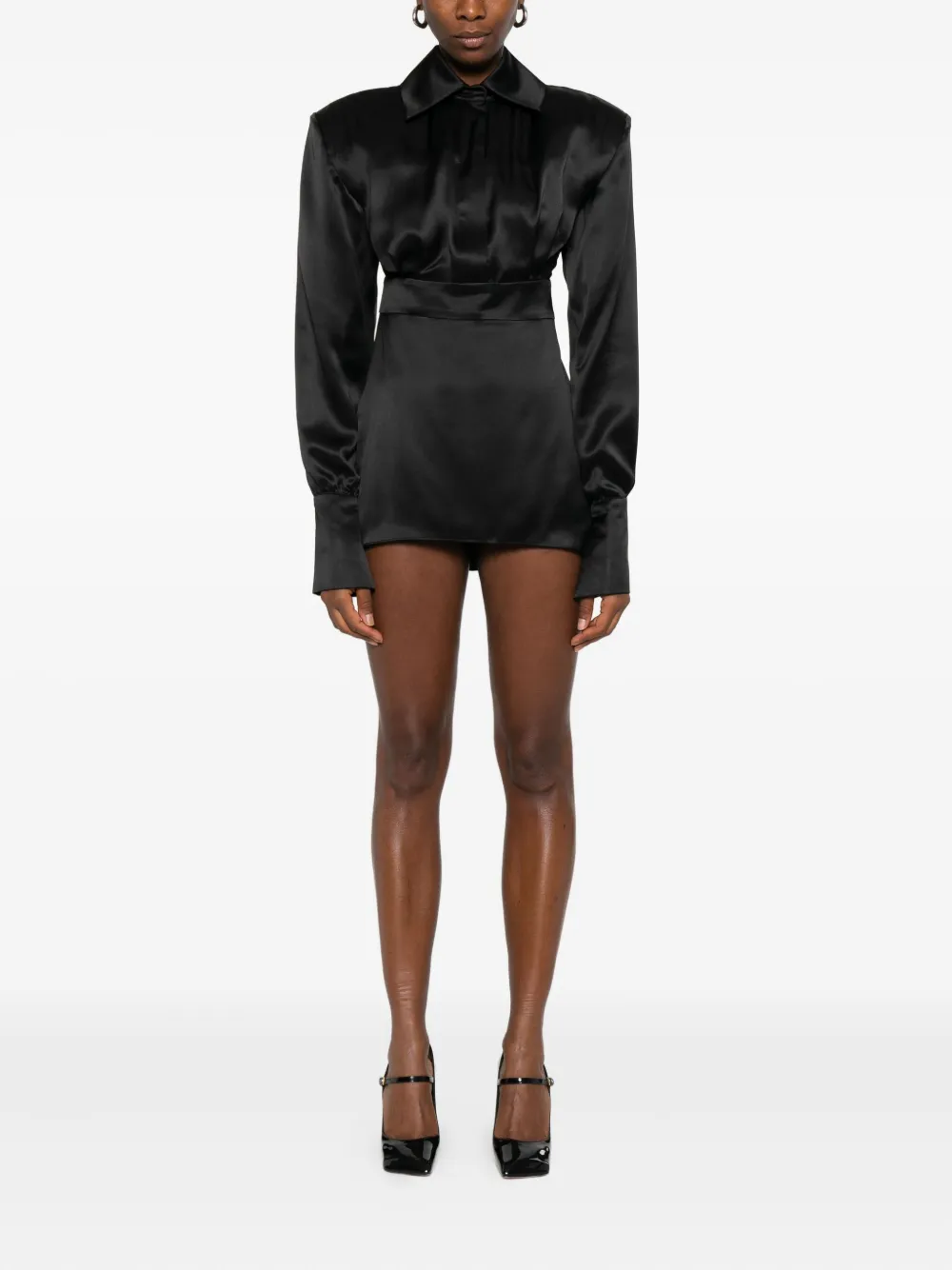 Vestiaire d'un Oiseau Libre Mini-jurk met blousekraag - Zwart