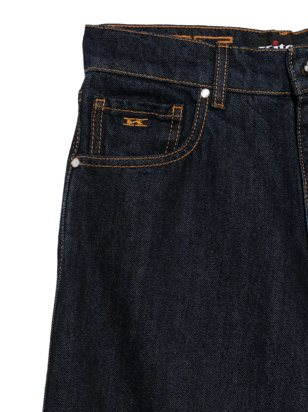 Kiton Orange-stitched Jeans In Blue