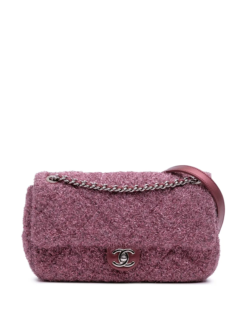 2017-2018 Medium Quilted Metallic Knit Pluto Glitter Flap crossbody bag
