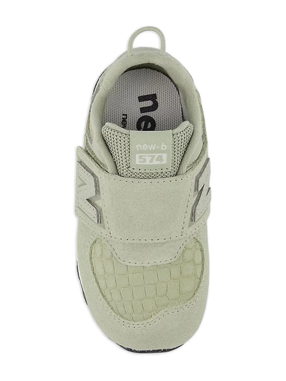 New Balance Kids 574 New-B Hook & Loop sneakers met reliëf en bandje Groen