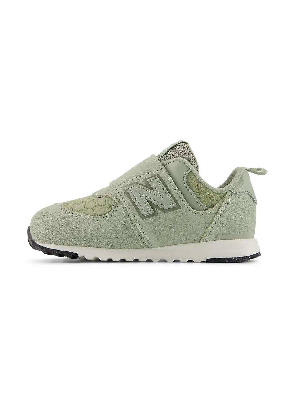 New Balance Kids 574 New-B Hook & Loop sneakers met reliëf en bandje Groen