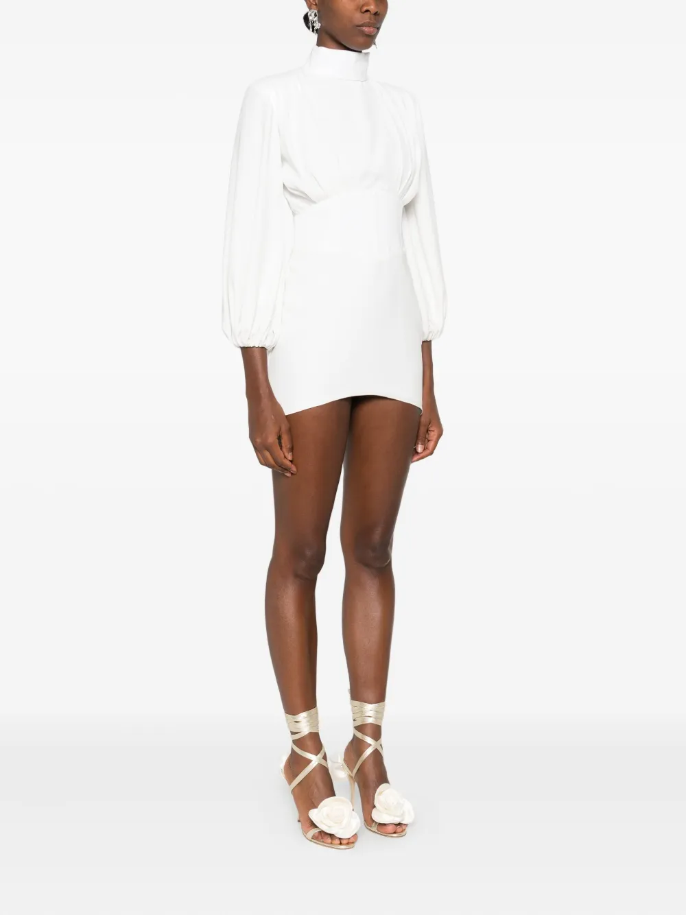 Vestiaire d'un Oiseau Libre Jurk met hoge hals en ballonmouwen Wit