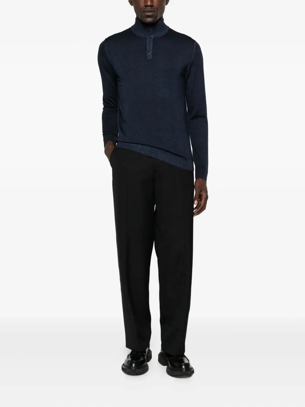 Daniele Fiesoli Henley poloshirt met knopen - Blauw