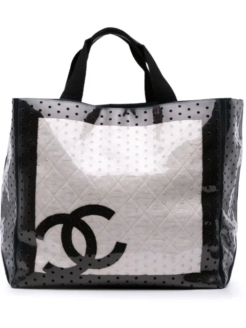 CHANEL Pre-Owned 2008-2009 CC Quilted Cotton and PVC Punching tote bag