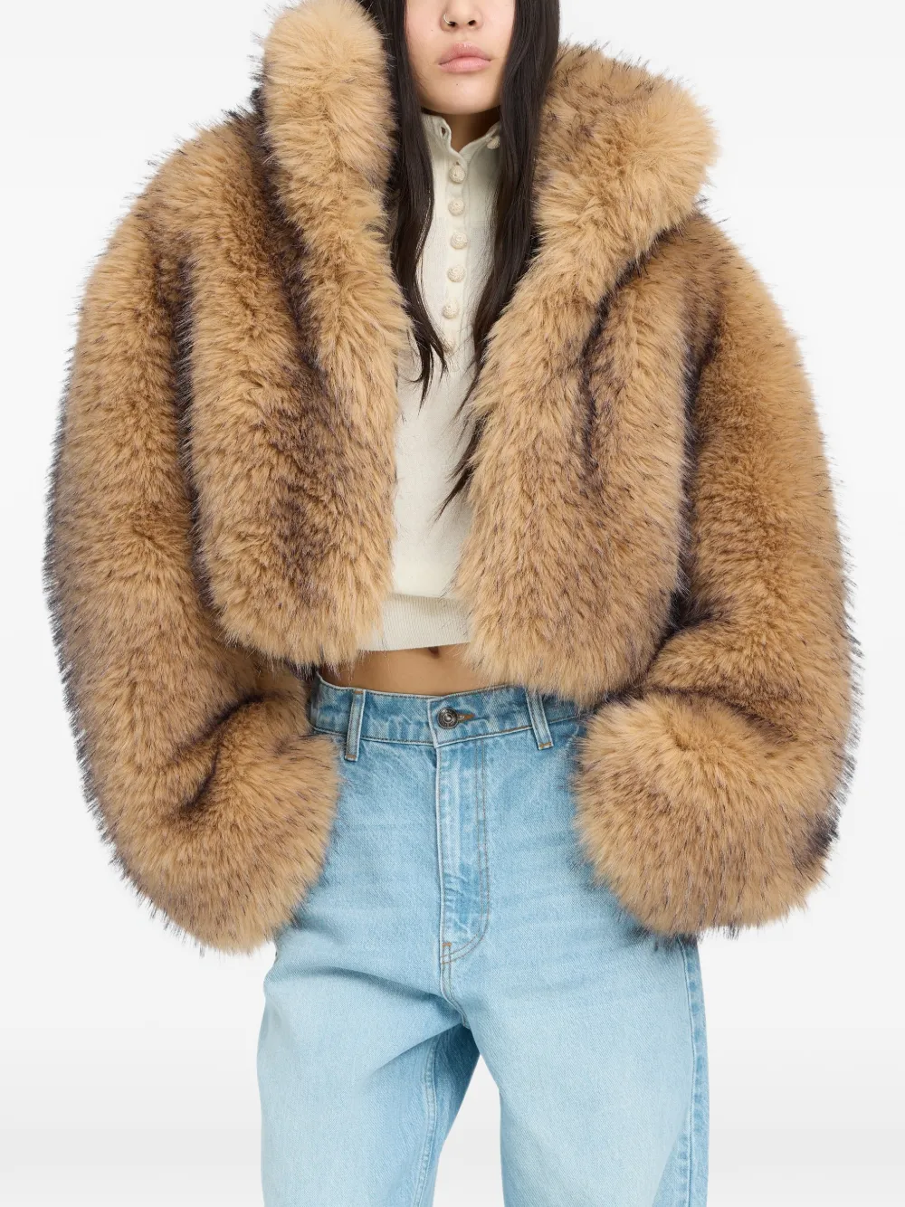 ROTATE BIRGER CHRISTENSEN high-neck cropped jacket - Giallo